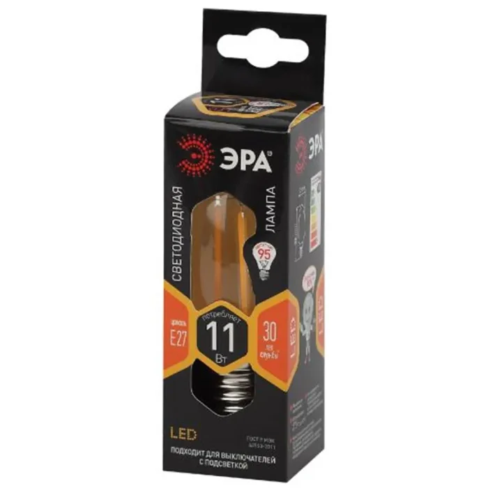 Лампа светодиодная филаментная F-LED B35-11w-827-E27 B35 11Вт свеча E27 тепл. бел. ЭРА Б0046986