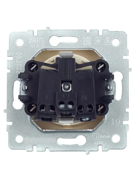 Розетка BRITE РС11-1-0-БрКр 16А с заземл. без защ. шторки механизм беж. IEK BR-R11-16-K10
