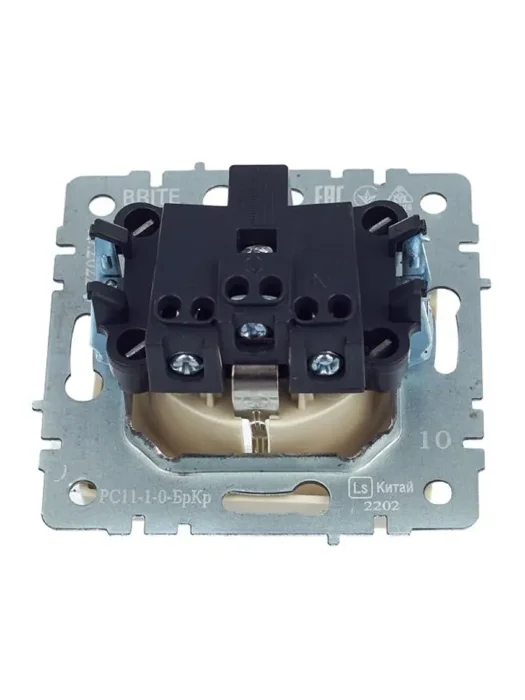 Розетка BRITE РС11-1-0-БрКр 16А с заземл. без защ. шторки механизм беж. IEK BR-R11-16-K10