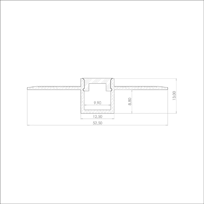 Алюминиевый профиль 3D встраиваемый в гипсокартон 627 (1500x52,5/12,5x13 мм с рассеивателем)