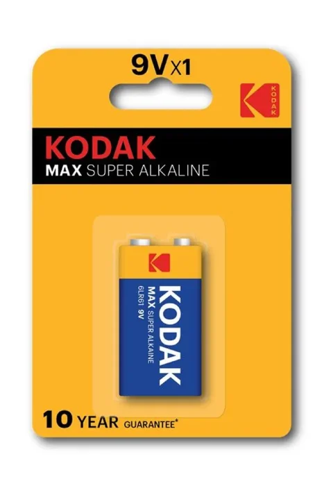 Элемент питания алкалиновый "крона" 6LR61 9В MAX SUPER Alkaline (блист. 1шт) KODAK Б0005130