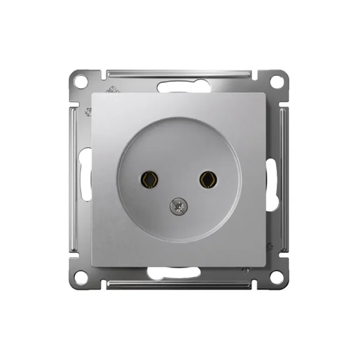Розетка 1-м СП AtlasDesign 16А IP20 без заземл. без защ. шторок механизм алюм. SE ATN000341