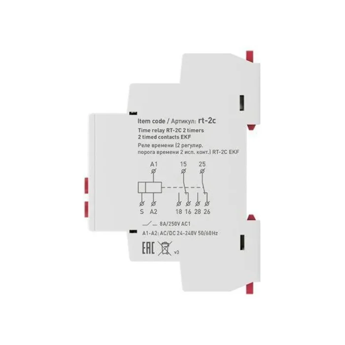 Реле времени RT-2C 2 регулир. порога времени 2 исп. конт. EKF rt-2c