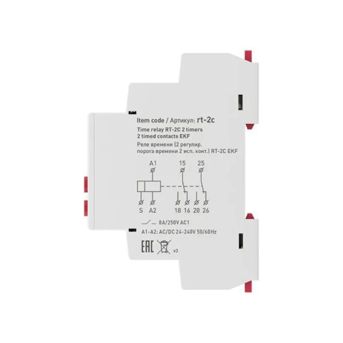 Реле времени RT-2C 2 регулир. порога времени 2 исп. конт. EKF rt-2c