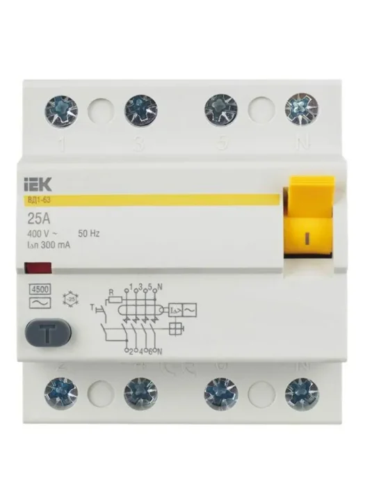 Выключатель дифференциального тока (УЗО) 4п 25А 300мА тип AC ВД1-63 KARAT IEK MDV10-4-025-300