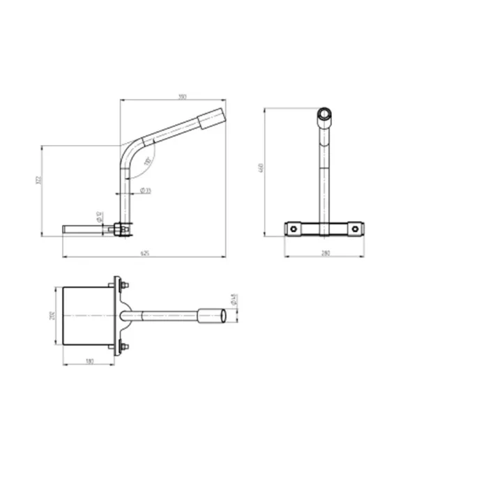 Кронштейн для уличного светильника SPP-AC3-0-350-048 на опору с 1 хомутом 625х460х280 d48мм Эра Б0047653