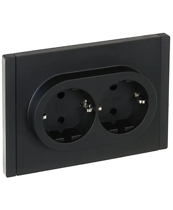 Розетка 2-м СП FORTE&PIANO FP123 16А с заземл. защ. шторки безвинт. крепл. черн. IEK FP-R24-16-1-K02