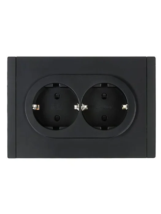 Розетка 2-м СП FORTE&PIANO FP123 16А с заземл. защ. шторки безвинт. крепл. черн. IEK FP-R24-16-1-K02