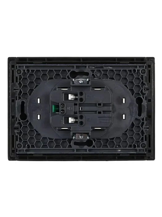 Розетка 2-м СП FORTE&PIANO FP123 16А с заземл. защ. шторки безвинт. крепл. черн. IEK FP-R24-16-1-K02