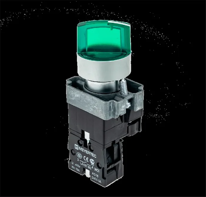 Переключатель с LED подсветкой 220В AC/DC зел. 2 полож. 1NO фикс. мет. MTB2-BK2363 ОВЕН 58214