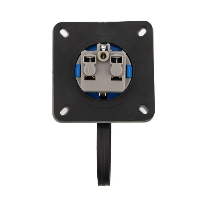 Розетка настенная фланцевая влагозащищенная с крышкой 16А 2Р+РЕ IP68 Rexant 111-124