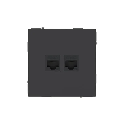 Розетка компьютерная 2-м KANT RJ45 кат.5E без шторки черн. уголь DKC 7012664