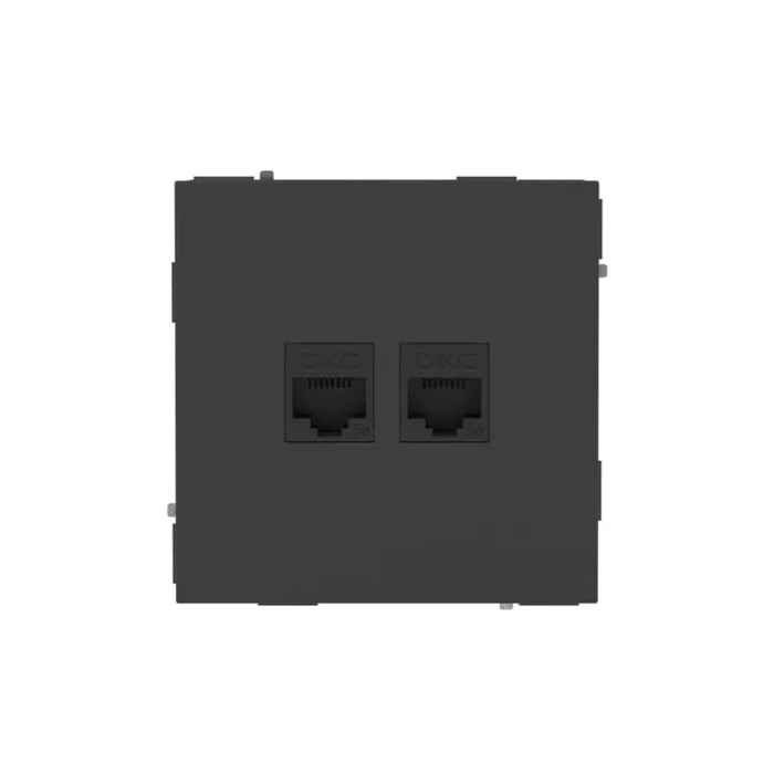 Розетка компьютерная 2-м KANT RJ45 кат.5E без шторки черн. уголь DKC 7012664
