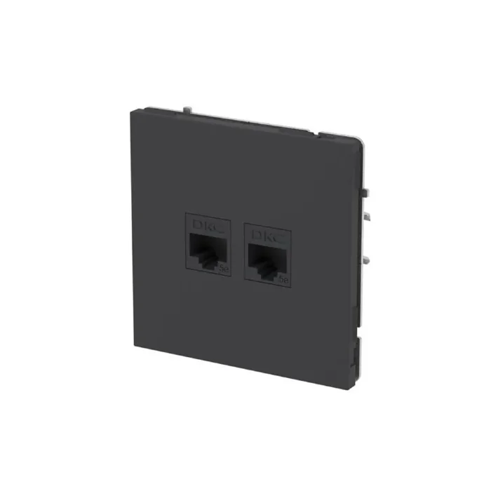 Розетка компьютерная 2-м KANT RJ45 кат.5E без шторки черн. уголь DKC 7012664
