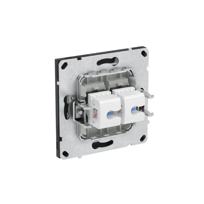Розетка компьютерная 2-м KANT RJ45 кат.5E без шторки черн. уголь DKC 7012664