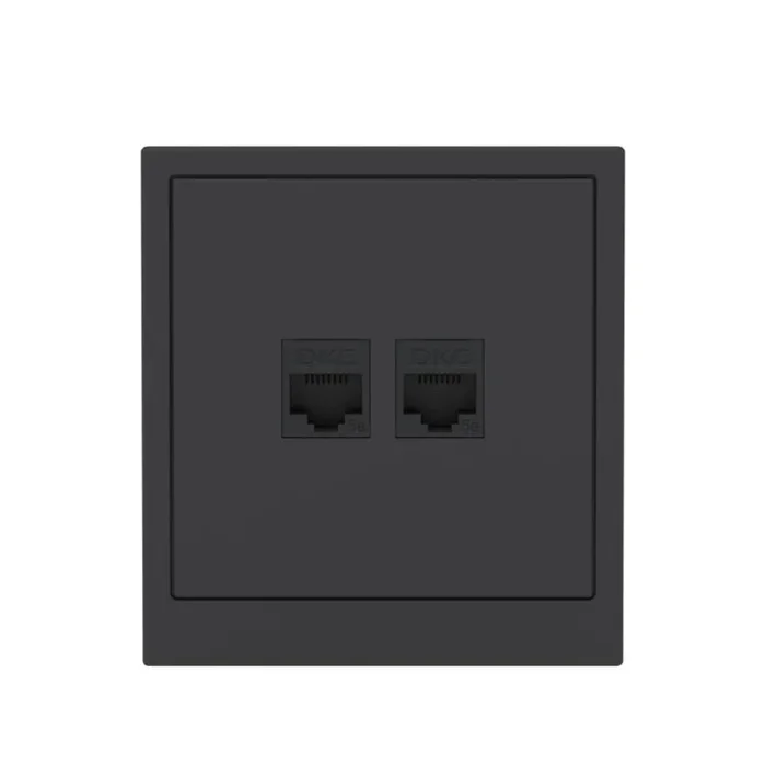 Розетка компьютерная 2-м KANT RJ45 кат.5E без шторки черн. уголь DKC 7012664