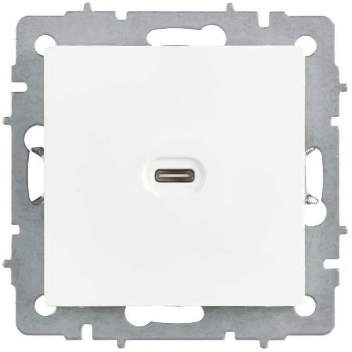 Розетка СП BRITE РЮ12-1-БрАБ USB C 65Вт высокоскор. заряд. арктич. бел. IEK BR-U13-065-K91