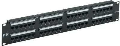 Патч-панель 2U кат.5E UTP 48 портов Dual IDC слайд лейбл ITK PP48-2UC5EU-D05L