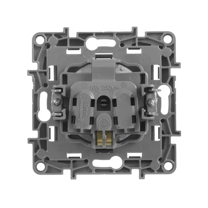 Розетка 1-м СП Etika 16А IP20 250В 2P+E с заземл. немецк. стандарт винтов. клеммы механизм антрацит IEK 672621