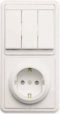 Блок БКВР-036 Бэлла (3-кл. выкл. + евророзетка с защ. шторками) бел. Кунцево 5847