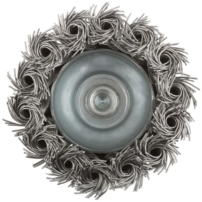 Корщетка тип "чашка" со штифтом стальная витая проволока 65мм MOS 38497М