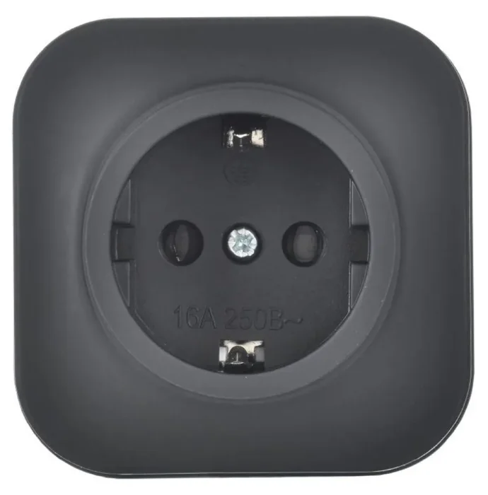 Розетка ОП GLORY РС20-3-ХЧм 16А с заземл. без защ. шторок черн. матов. IEK ERH11-K02M-16