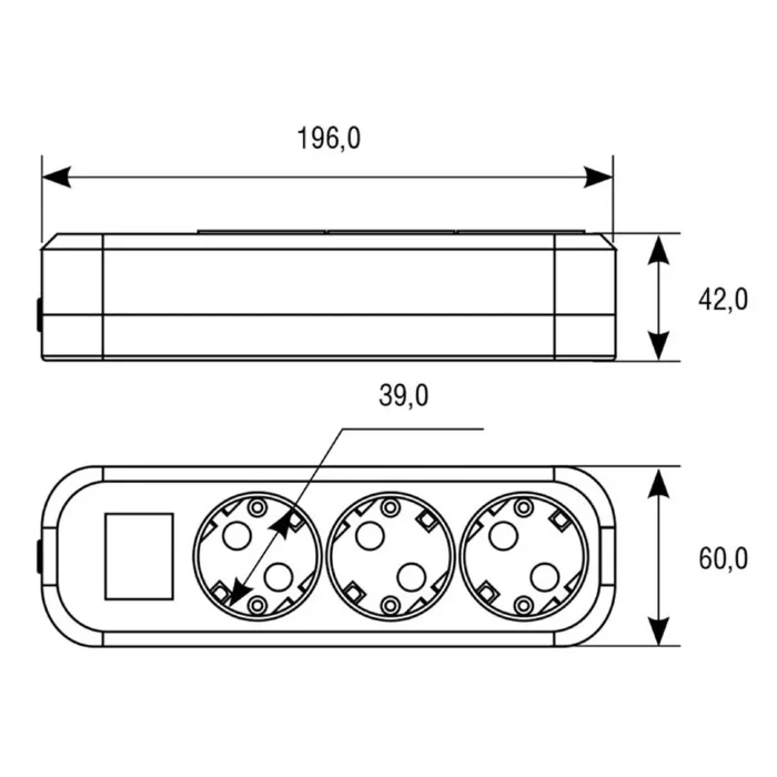 Удлинитель 3х2м с заземл. 16А IP20 S-303 ПВС 3х1 с выкл. UNIVersal 9634418