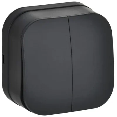 Выключатель 2-кл. ОП GLORY ВС20-2-0-ХЧм 10А черн. матов. IEK EVH20-K02M-10