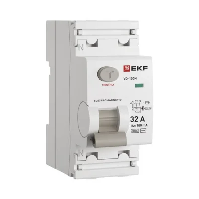 Выключатель дифференциального тока 2п 32А 100мА тип AC 6кА ВД-100N электромех. PROxima EKF E1026M32100