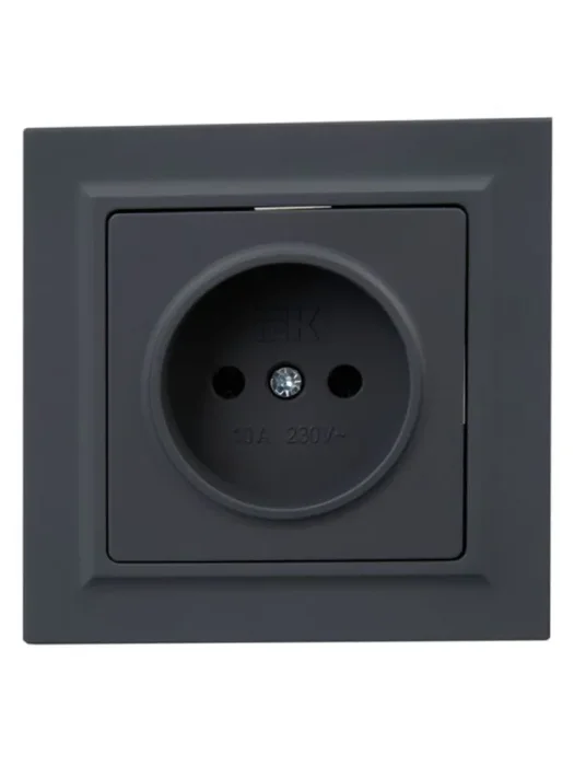 Розетка СП BRITE РСР10-1-0-БрГ 10А в сборе без заземл. без защ. шторок графит IEK BR-R10-10-K53-F