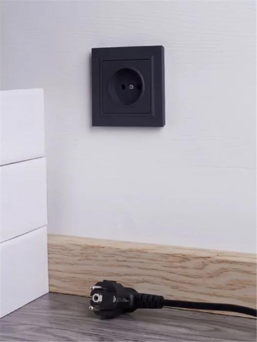 Розетка СП BRITE РСР10-1-0-БрГ 10А в сборе без заземл. без защ. шторок графит IEK BR-R10-10-K53-F