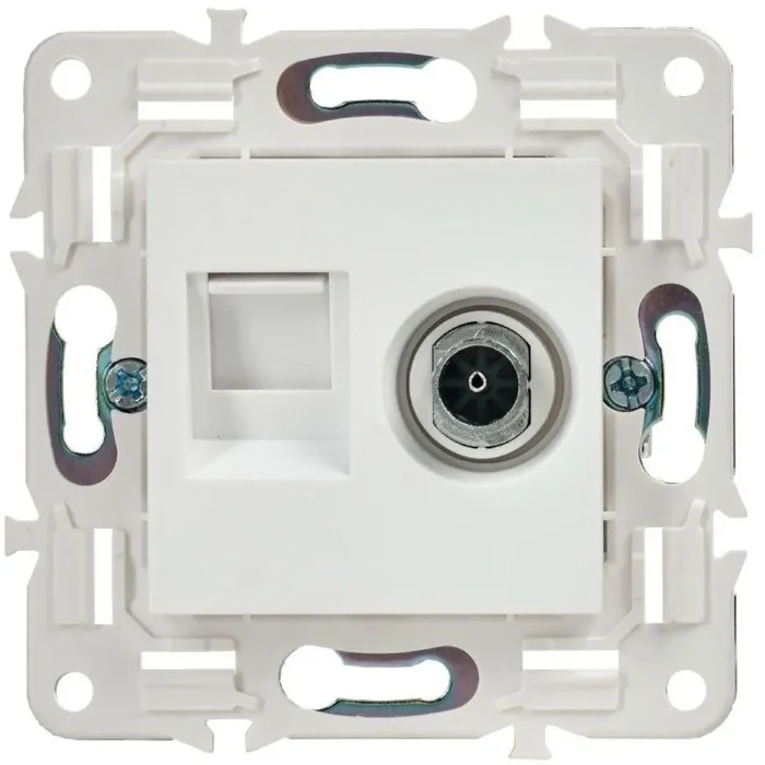 Розетка двойная TV+RJ45 кат.5E SKANDY SK-A14W арктич. бел. IEK SK-AK20-1-K01