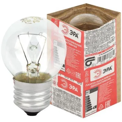 Лампа накаливания ДШ 60-230-Е27 60Вт шар (P45) 230В Е27 ЭРА Б0039135
