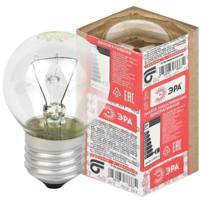Лампа накаливания ДШ 40-230-Е27 40Вт шар (P45) 230В Е27 ЭРА Б0039133