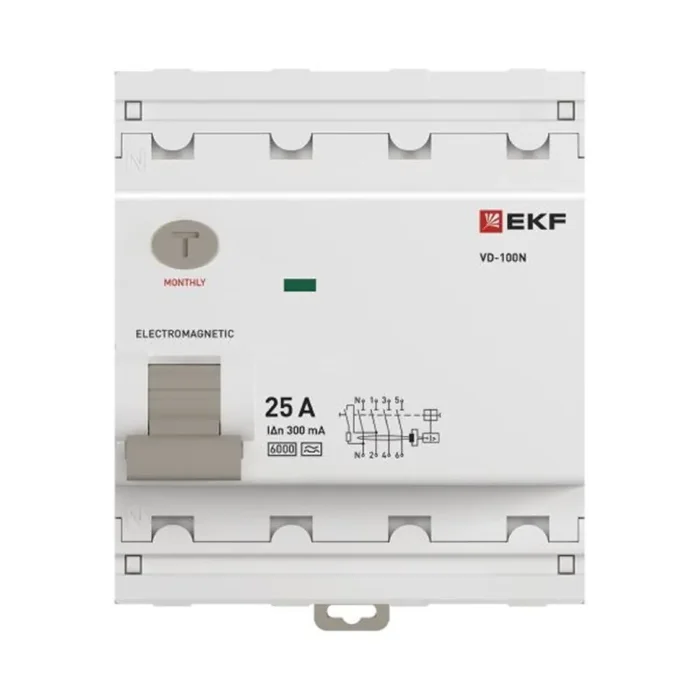 Выключатель дифференциального тока 4п 25А 300мА тип A 6кА ВД-100N электромех. PROxima EKF E1046MA25300