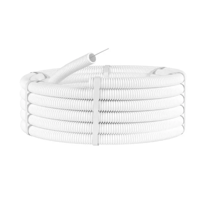 Труба гофрированная ПЛЛ гибкая d32мм с протяжкой безгалоген. (HF) ПВ-0 бел. (уп.25м) DKC 81832