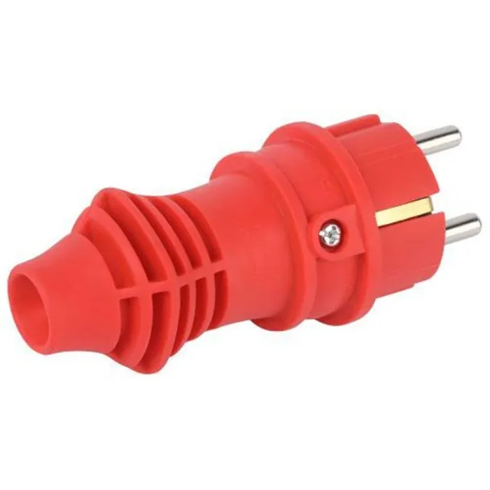 Вилка прямая VX13-R-IP44 16А IP44 с заземл. каучук красн. Эра Б0069322