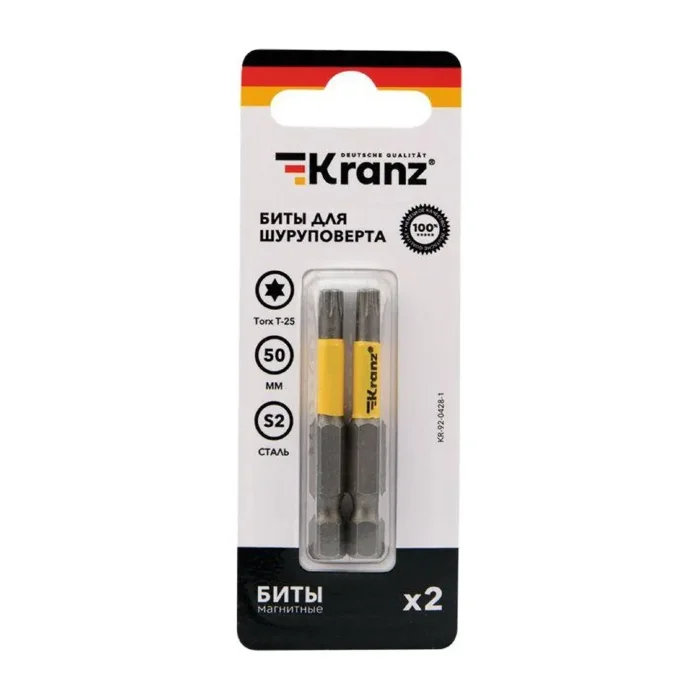Бита для шуруповерта Torx T25х50мм (уп.2шт) Kranz KR-92-0428-1