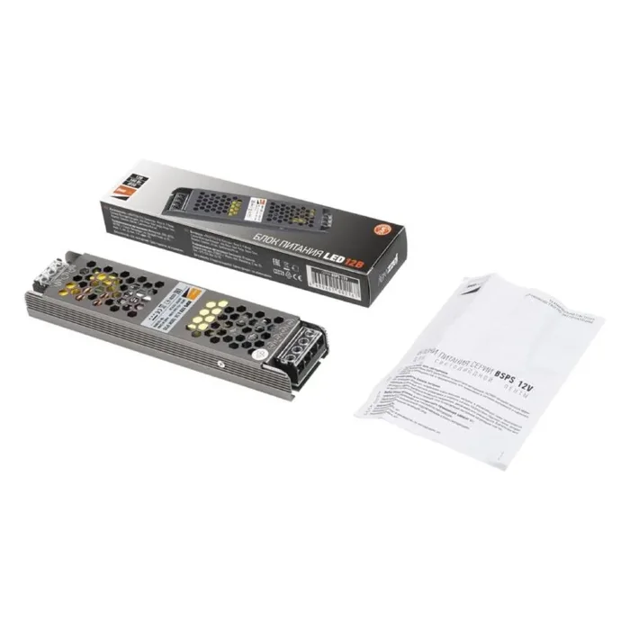 Блок питания для светодиодной ленты 100Вт 8.3А 12В IP20 BSPS метал. JazzWay 1002167A