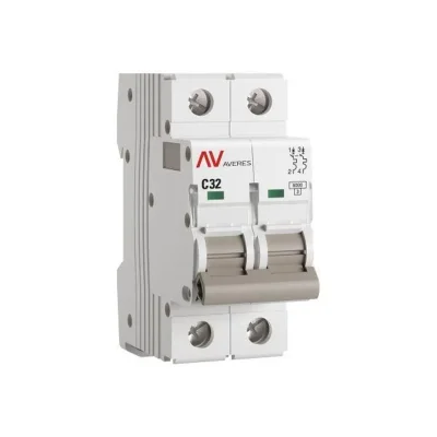 Выключатель автоматический модульный 2п C 32А 6кА AV-6 AVERES EKF mcb6-2-32C-av