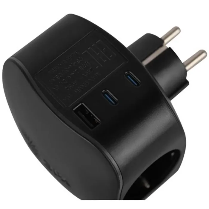 Разветвитель 3-м SP-3e-3USBAC-B + 3 USB A+C с заземл. со шторками 16А черн. Эра Б0069082