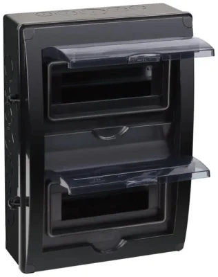 Щиток отркрытая проводка на 20 модулей с 2 вертик.дверцами 390х302х120мм черный IP65 УХЛ1 Ruvinil 69020Ч