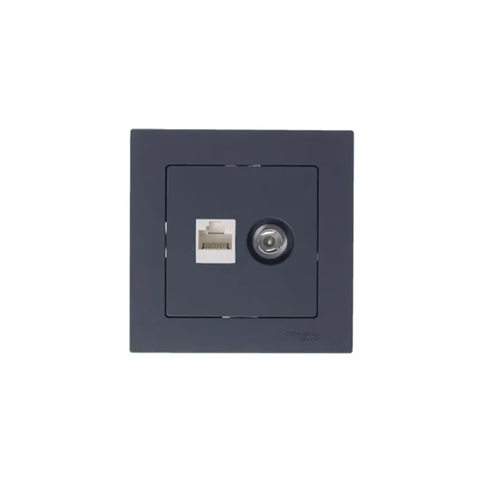 Розетка компьютерная + телевизионная 2-м AtlasDesign RJ45 кат.5E + TV механизм грифель SE ATN000789