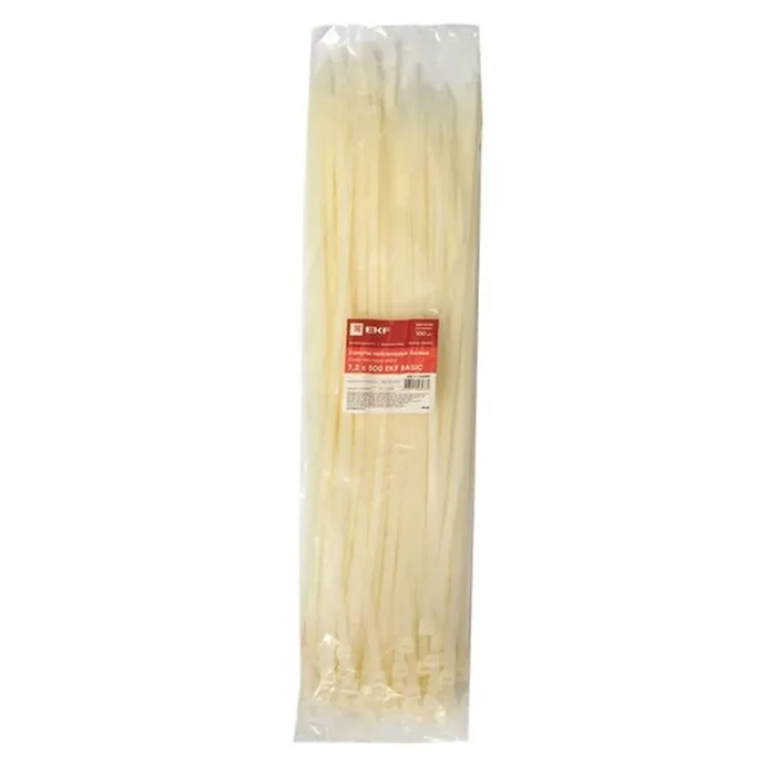 Хомут кабельный 7.2х500 нейл. бел. (уп.100шт) EKF plc-c-7.2x500