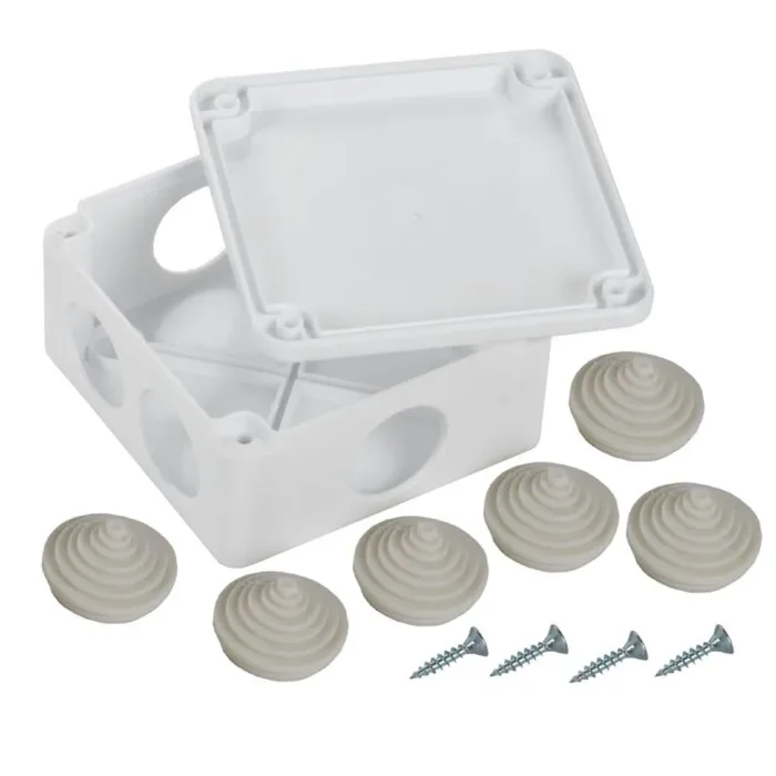 Коробка распаячная ОП КМ 100х100х45 IP44 6 вводов бел. IEK UKO11-100-100-045-K01-44