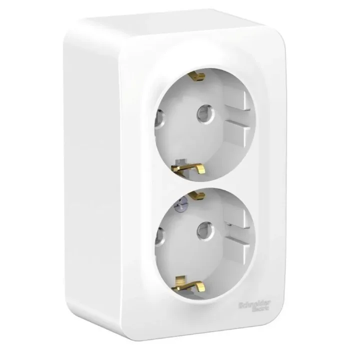 Розетка 2-м ОП Blanca 16А IP20 250В с заземл. защ. шторки с металлич. пластиной бел. SE BLNRA011221