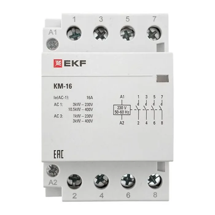 Контактор модульный КМ 16А 4NО (3 мод.) EKF km-3-16-40