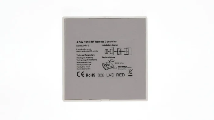 Панель PF1-2 White IC27 (DIM, 2 zone, RF 2.4GHz, 3VDC(CR2032))