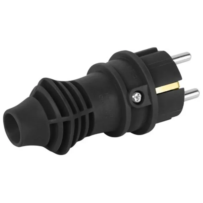 Вилка прямая VX13-B-IP44 16А IP44 с заземл. каучук черн. Эра Б0069321