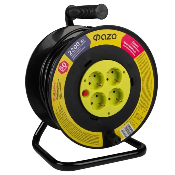 Удлинитель на катушке 4х50м с с заземл. CRG-04-5000 ФАZА 5063822